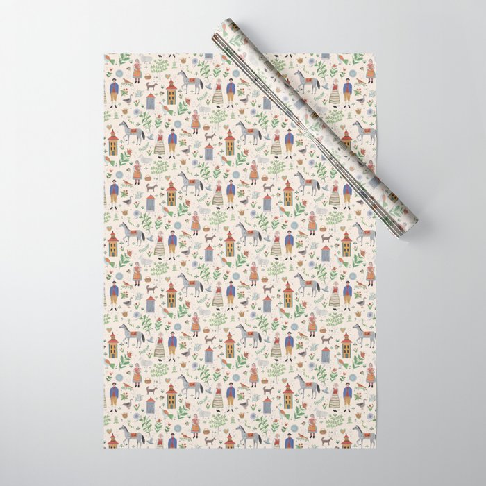 Swedish Folk Art Wrapping Paper Gallery Image 1