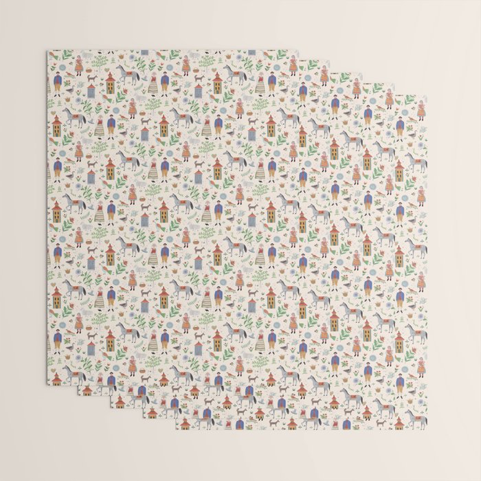 Swedish Folk Art Wrapping Paper Gallery Image 3