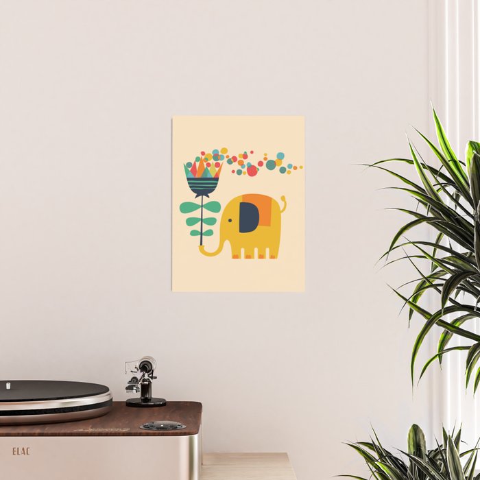 Elephant with giant flower Poster Gallery Image 2