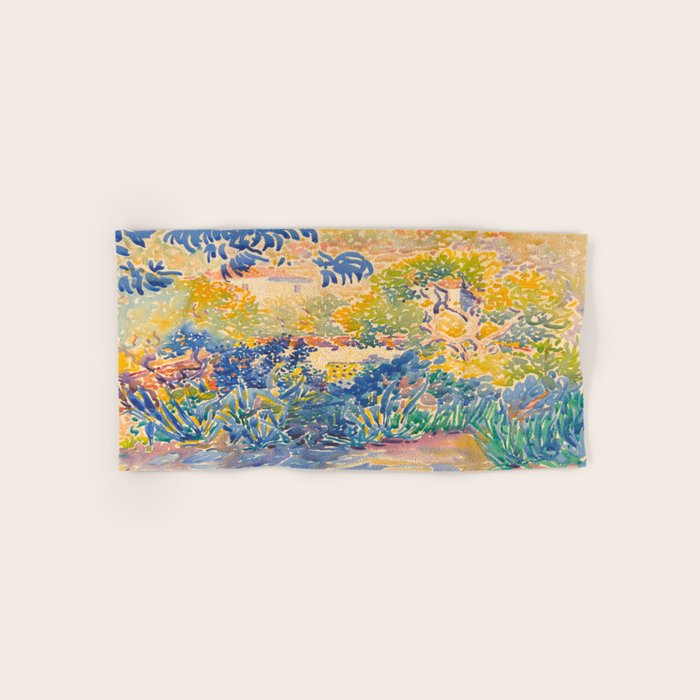 Henri-Edmond Cross Neo-Impressionism Pointillism The Artist's Garden at St. Clair Watercolor Paintin Towels Gallery Image 1