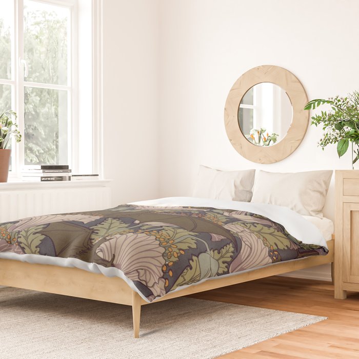 Vintage Art Deco Bat and Flowers Duvet Cover Gallery Image 2