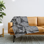 Cicada Wings - White on Black Throw Blanket Gallery Image 1