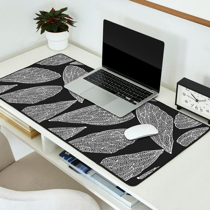 Cicada Wings - White on Black Desk Mat Gallery Image 2