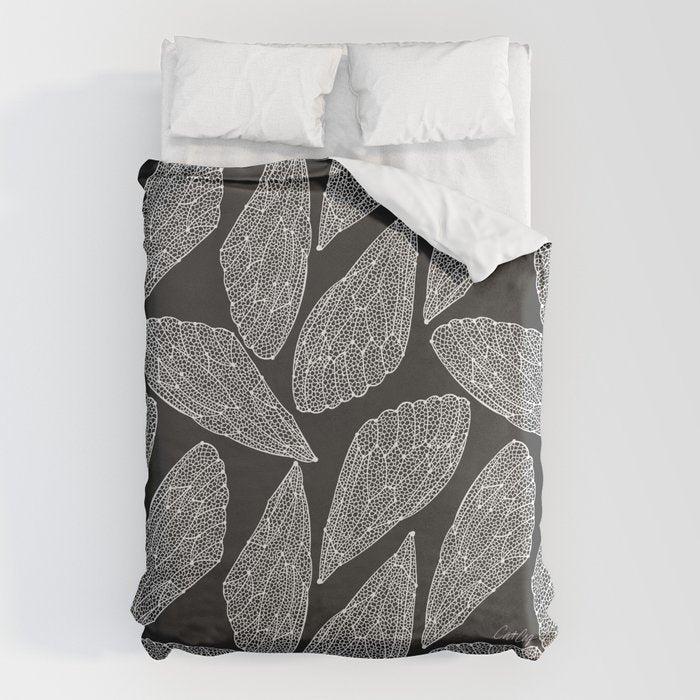Cicada Wings - White on Black Duvet Cover Gallery Image 1