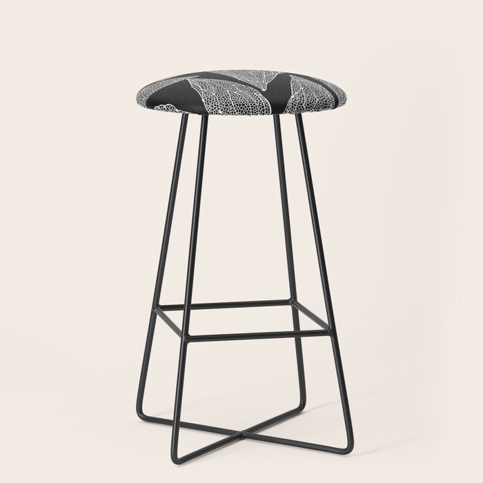 Cicada Wings - White on Black Stool Gallery Image 1