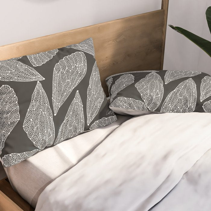 Cicada Wings - White on Black Pillow Sham Gallery Image 2