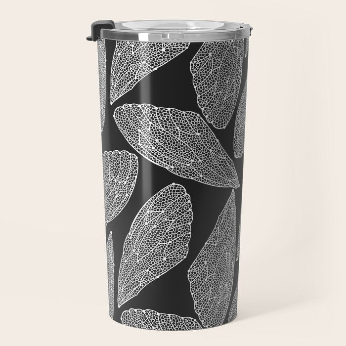 Cicada Wings - White on Black Travel Mug Gallery Image 3