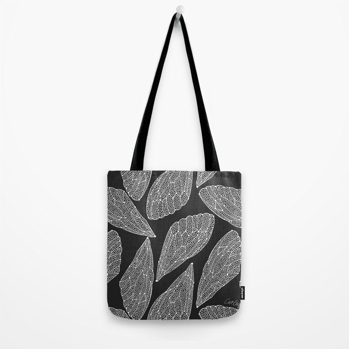Cicada Wings - White on Black Tote Bag Gallery Image 2