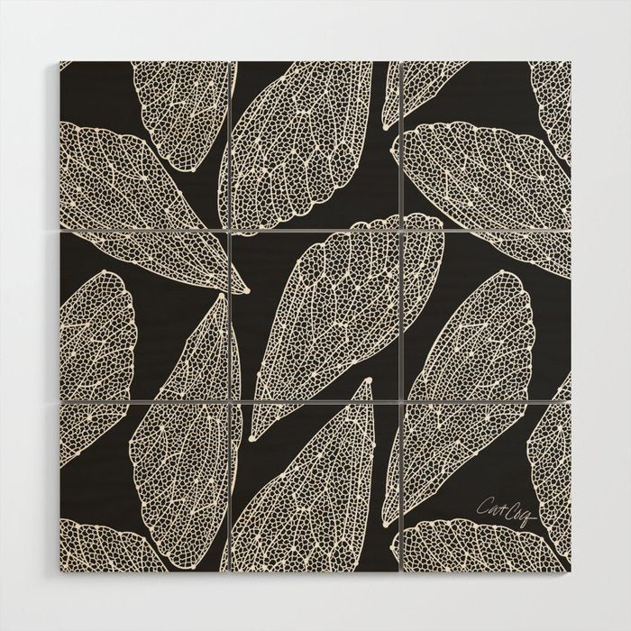 Cicada Wings - White on Black Wood Wall Art Gallery Image 1
