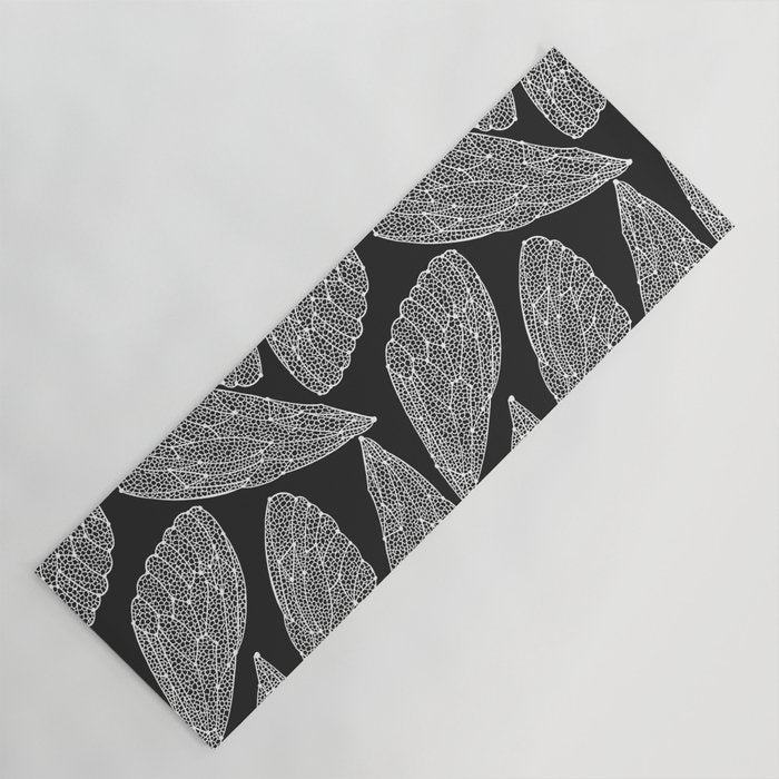 Cicada Wings - White on Black Yoga Mat Gallery Image 1