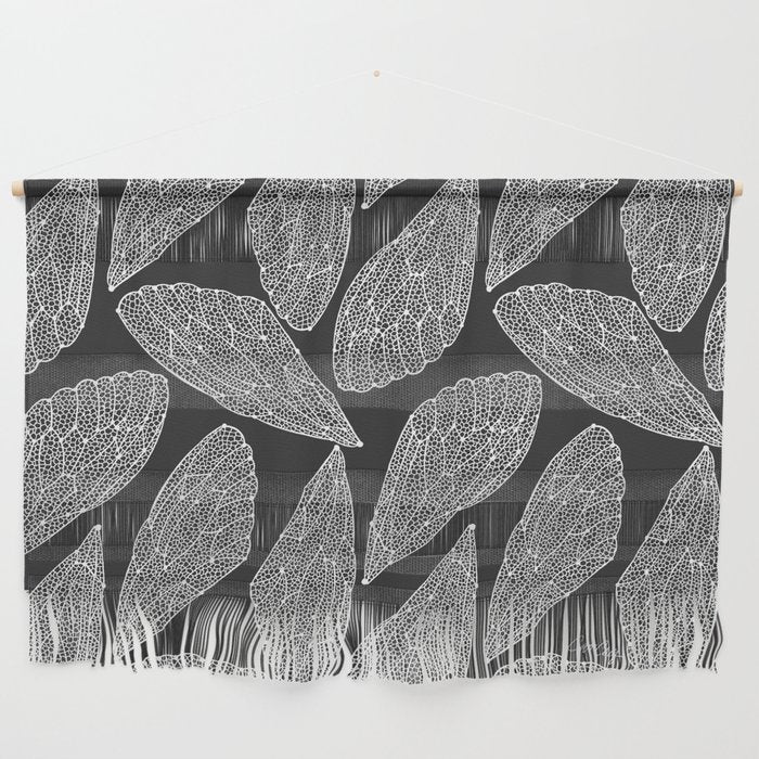 Cicada Wings - White on Black Wall Hanging Gallery Image 1