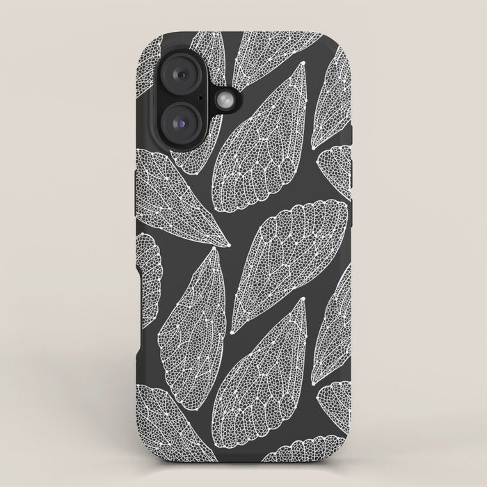 Cicada Wings - White on Black iPhone Case Gallery Image 1