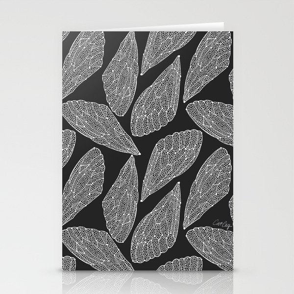 Cicada Wings - White on Black Stationery Card Gallery Image 1