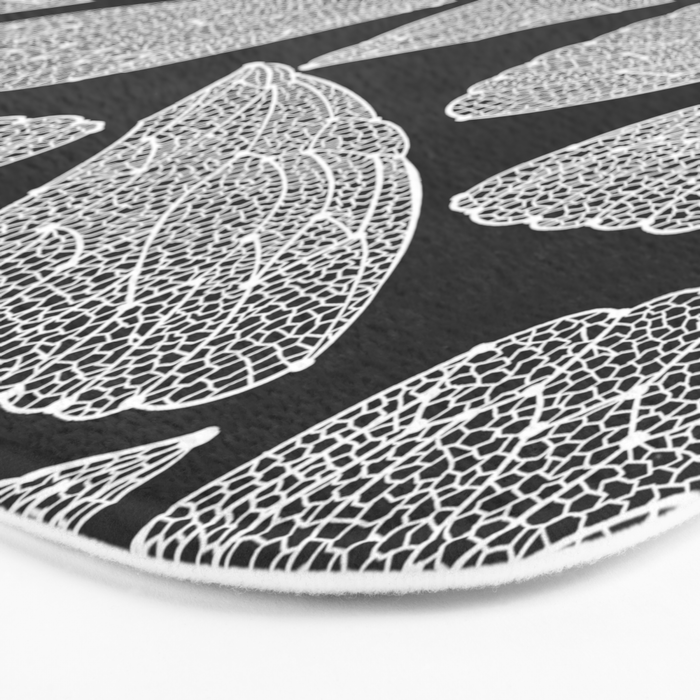 Cicada Wings - White on Black Bath Mat Gallery Image 3