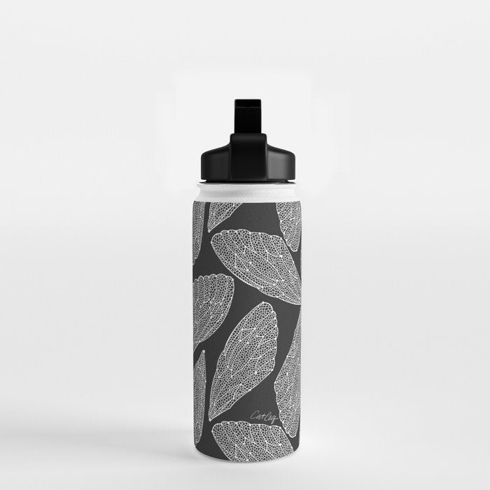 Cicada Wings - White on Black Water Bottle Gallery Image 2