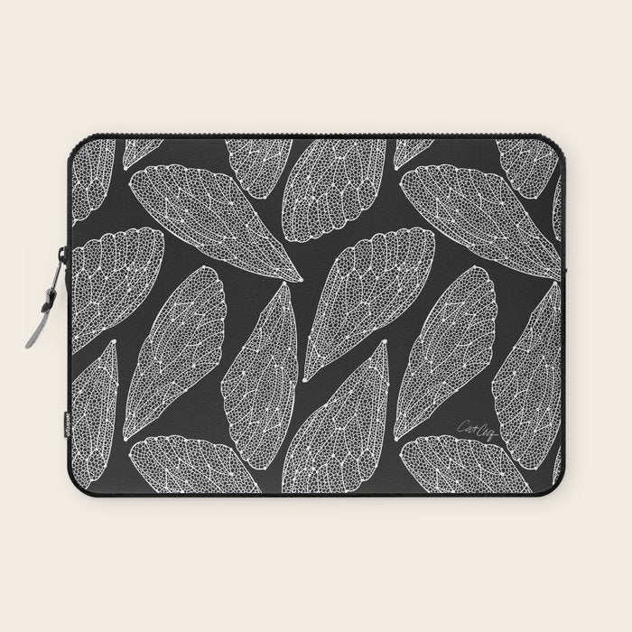 Cicada Wings - White on Black Laptop Sleeve Gallery Image 1