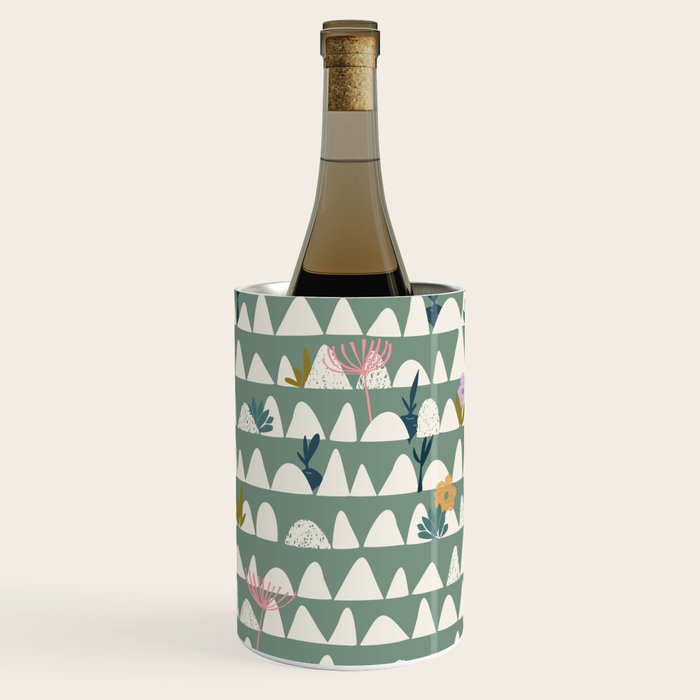Farmland pattern sage green Wine Chiller Gallery Image 1