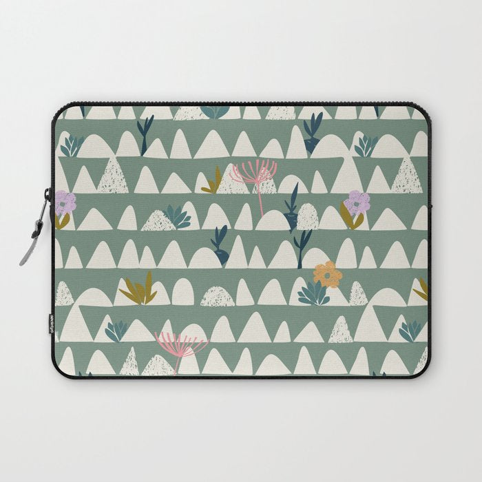 Farmland pattern sage green Laptop Sleeve Gallery Image 1