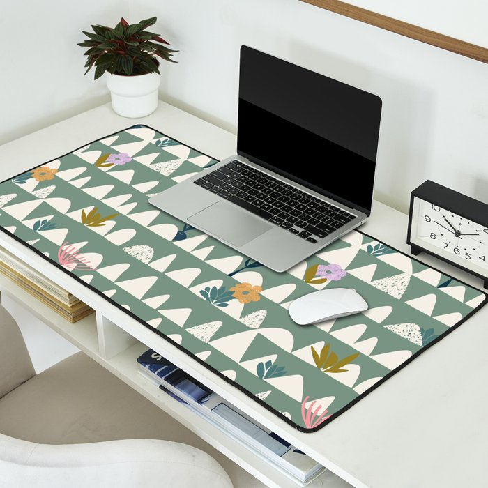 Farmland pattern sage green Desk Mat Gallery Image 2