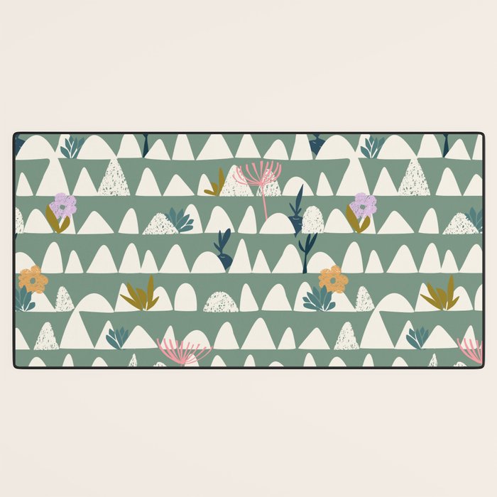 Farmland pattern sage green Desk Mat Gallery Image 3