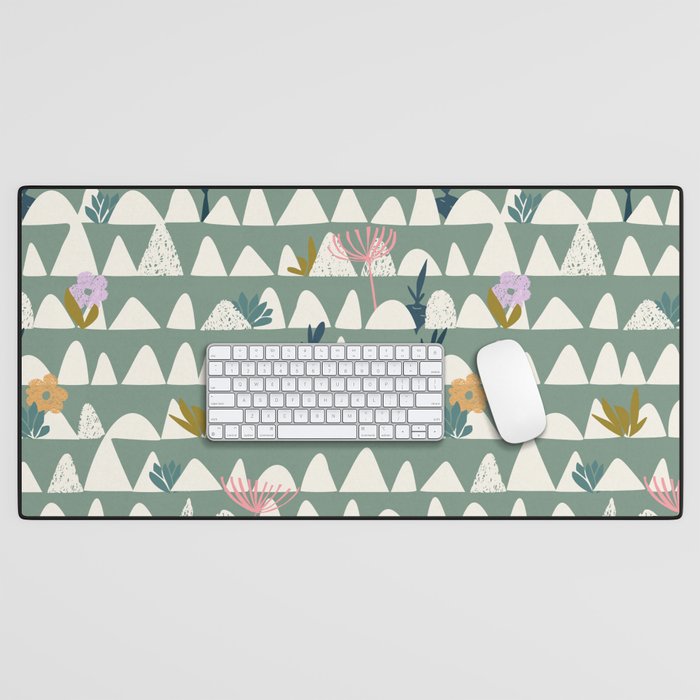 Farmland pattern sage green Desk Mat Gallery Image 1