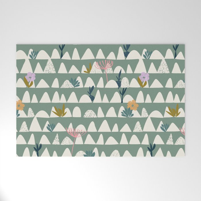 Farmland pattern sage green Welcome Mat Gallery Image 1