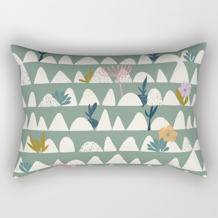 Farmland pattern sage green Rectangular Pillow Gallery Image 1