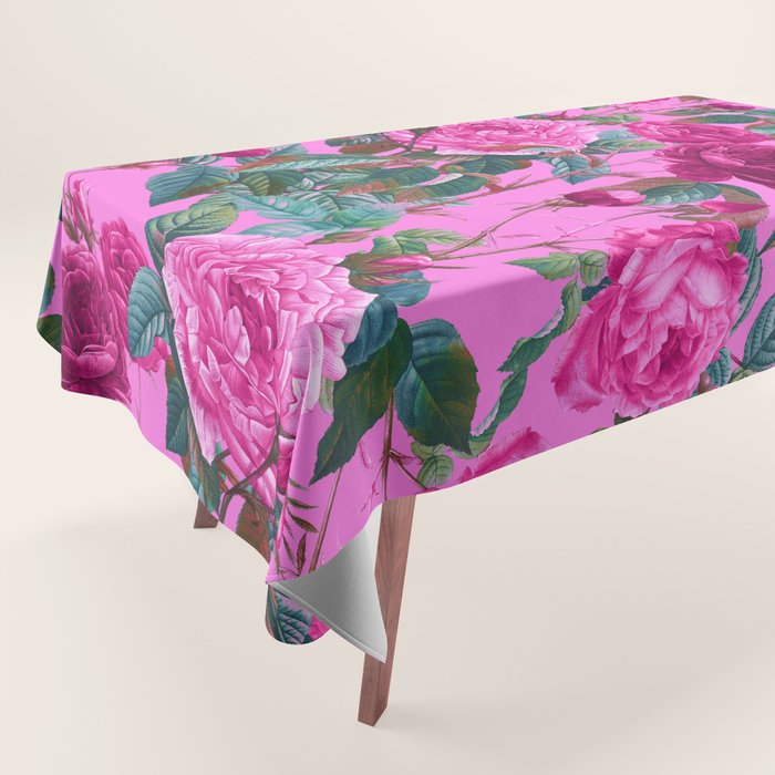  Pink Floral Garden Tablecloth Gallery Image 1