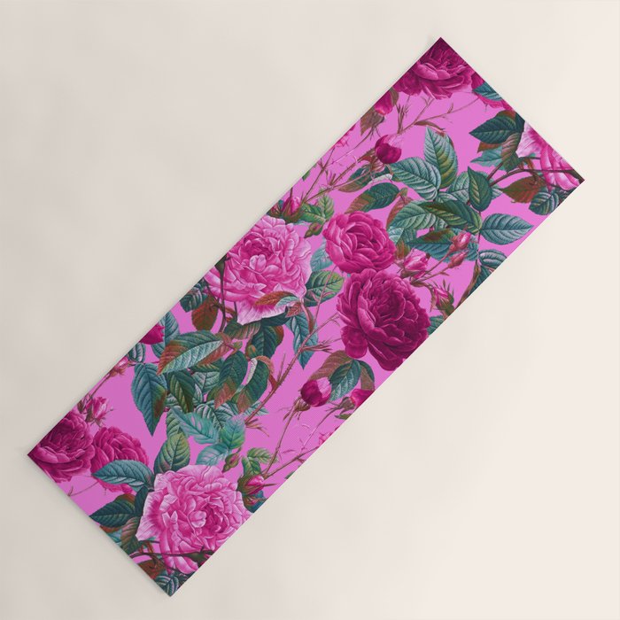  Pink Floral Garden Yoga Mat Gallery Image 1