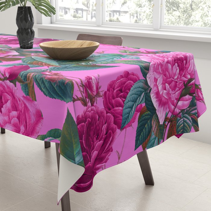  Pink Floral Garden Tablecloth Gallery Image 3