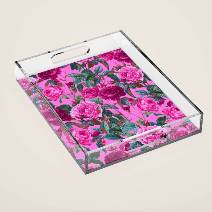 Pink Floral Garden Acrylic Tray Gallery Image 1