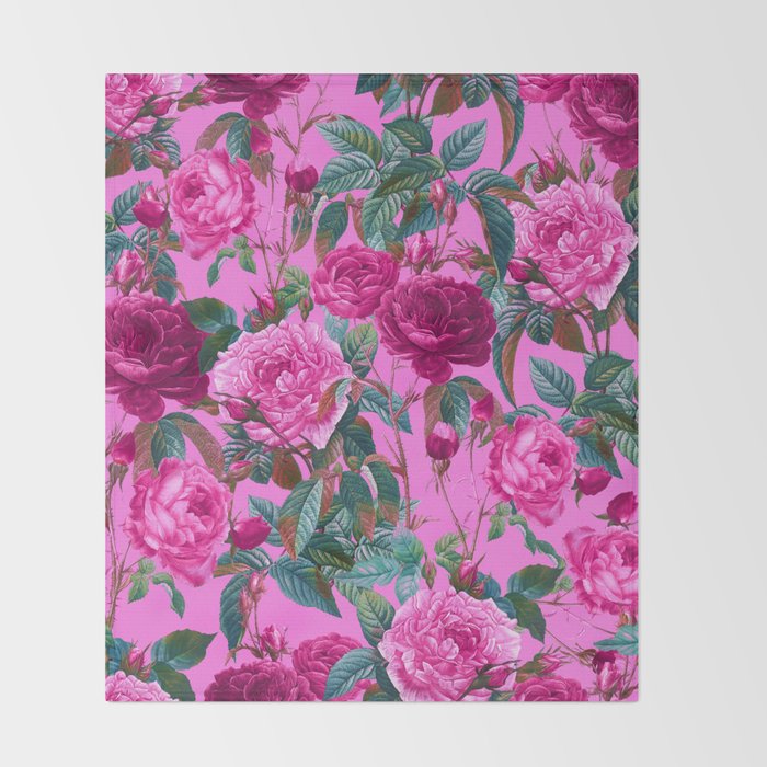  Pink Floral Garden Throw Blanket Gallery Image 2