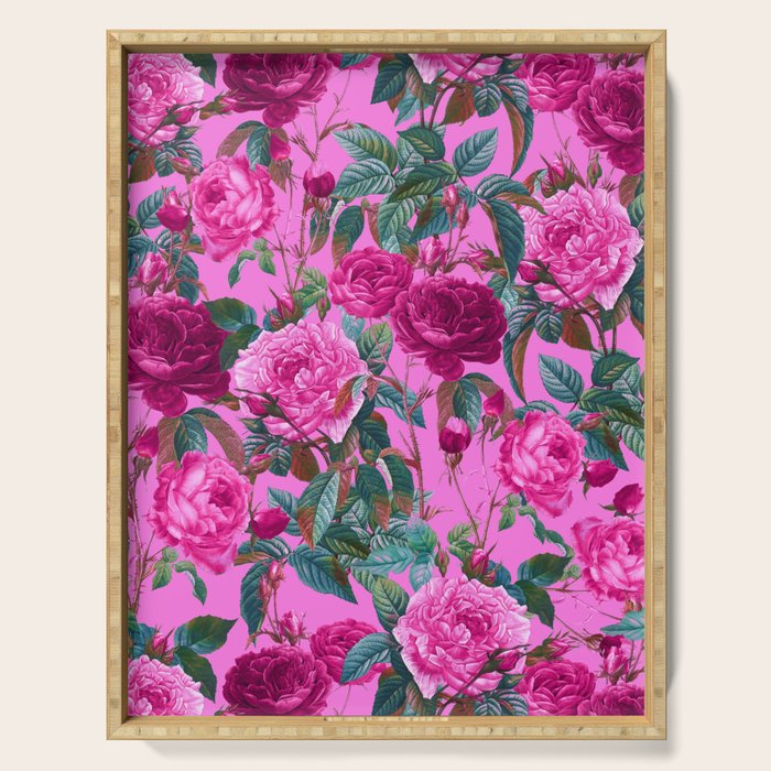  Pink Floral Garden Serving Tray Gallery Image 1