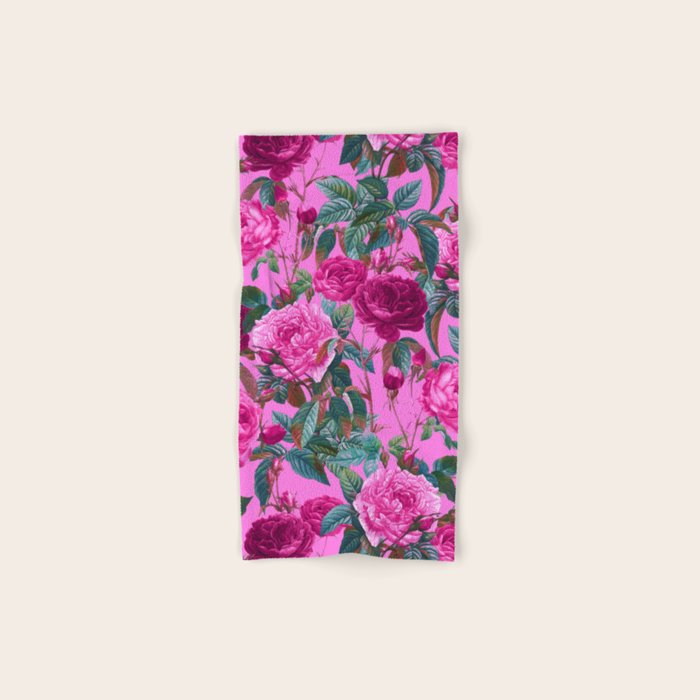  Pink Floral Garden Bath Towel Gallery Image 1