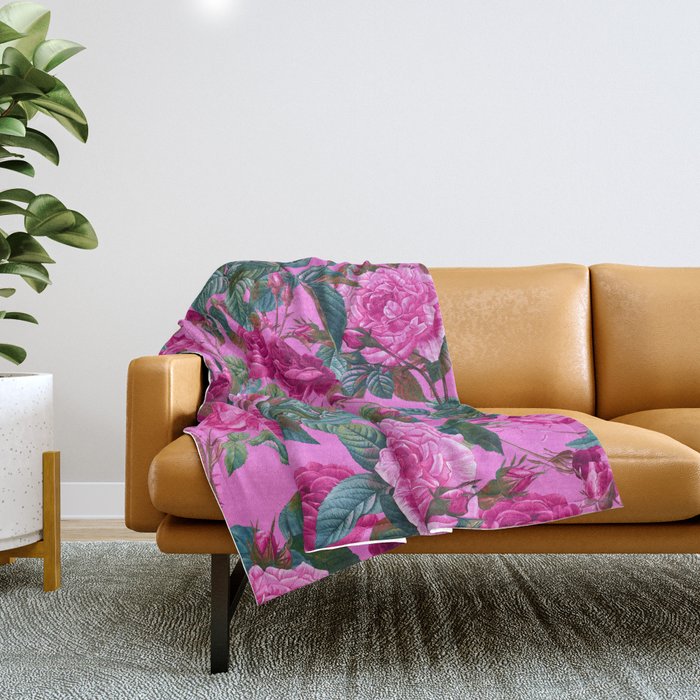  Pink Floral Garden Throw Blanket Gallery Image 1