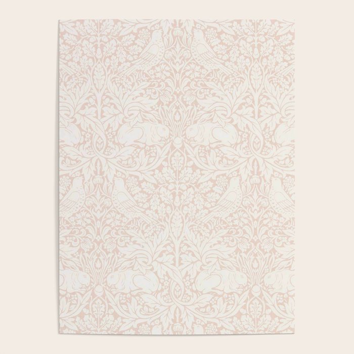 William Morris Pure Brer Rabbit Faded Sea Pink Vintage Pattern Poster Gallery Image 1