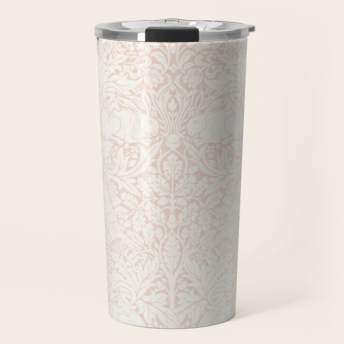 William Morris Pure Brer Rabbit Faded Sea Pink Vintage Pattern Travel Mug Gallery Image 1