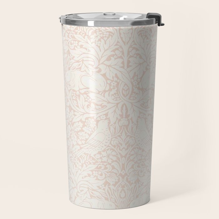 William Morris Pure Brer Rabbit Faded Sea Pink Vintage Pattern Travel Mug Gallery Image 2