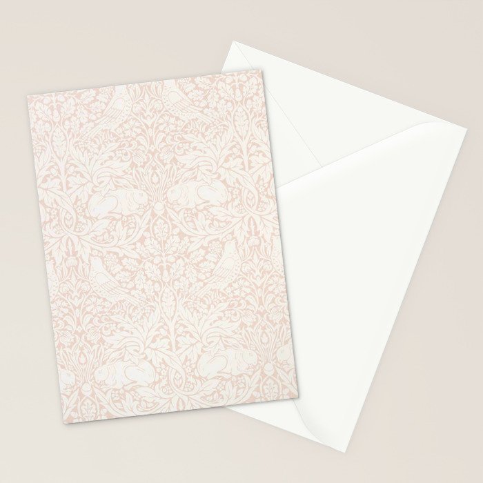 William Morris Pure Brer Rabbit Faded Sea Pink Vintage Pattern Stationery Card Gallery Image 2