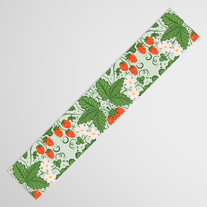 Whimsical Strawberry Vine and Floral Garden Pattern Table Runner Gallery Image 3