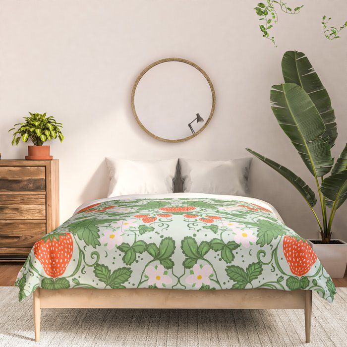 Whimsical Strawberry Vine and Floral Garden Pattern Comforter Gallery Image 3