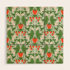 Whimsical Strawberry Vine and Floral Garden Pattern Wood Wall Art Gallery Image 1