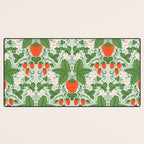 Whimsical Strawberry Vine and Floral Garden Pattern Desk Mat Gallery Image 3