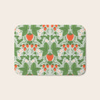 Whimsical Strawberry Vine and Floral Garden Pattern Bath Mat Gallery Image 1
