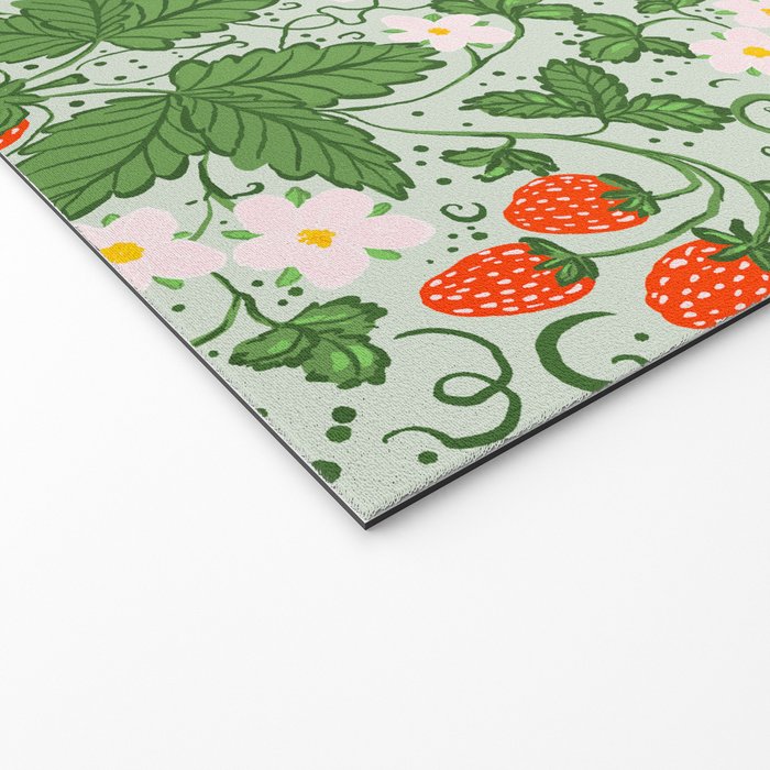 Whimsical Strawberry Vine and Floral Garden Pattern Welcome Mat Gallery Image 2