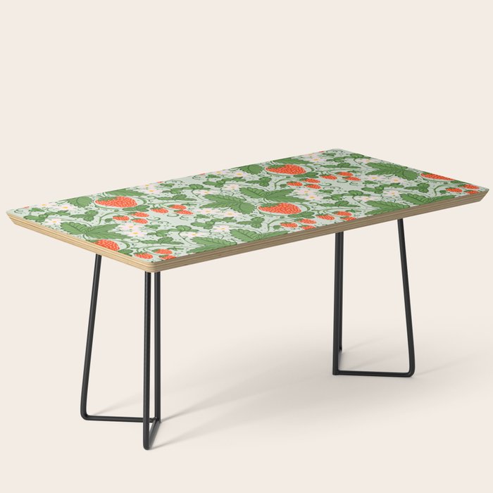 Whimsical Strawberry Vine and Floral Garden Pattern Coffee Table Gallery Image 1
