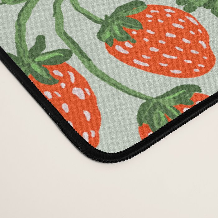 Whimsical Strawberry Vine and Floral Garden Pattern Desk Mat Gallery Image 4