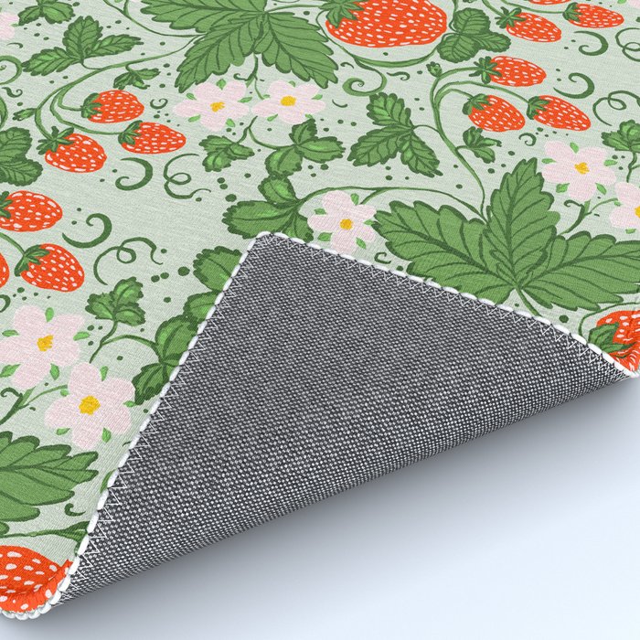 Whimsical Strawberry Vine and Floral Garden Pattern Rug Gallery Image 4