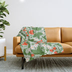 Whimsical Strawberry Vine and Floral Garden Pattern Throw Blanket Gallery Image 1