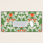 Whimsical Strawberry Vine and Floral Garden Pattern Desk Mat Gallery Image 1